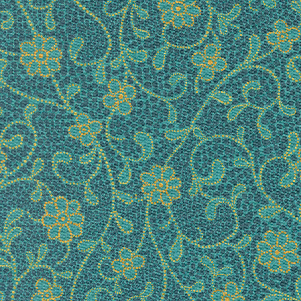 Parlor from Moda - Vine design on teal background 11962 15