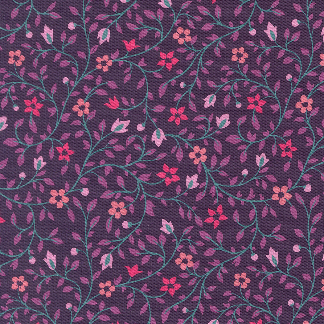 Parlor from Moda - Floral print on plum background 11965 26