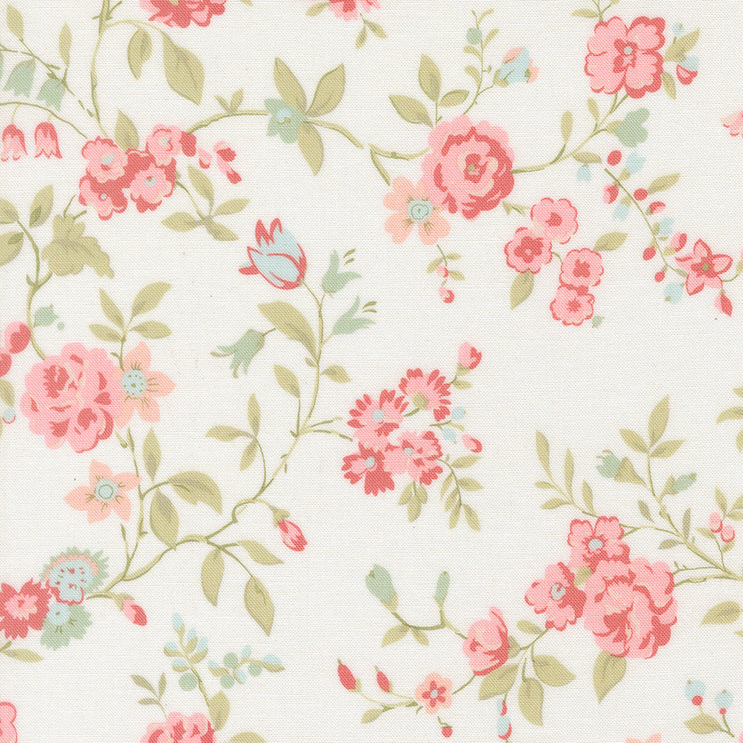 Abide by Brenda Riddle from Moda large floral print on linen white background 18790 11