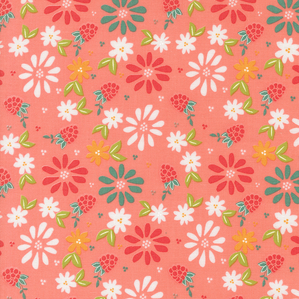 Raspberry Summer for Moda floral pattern pink background 37690 12