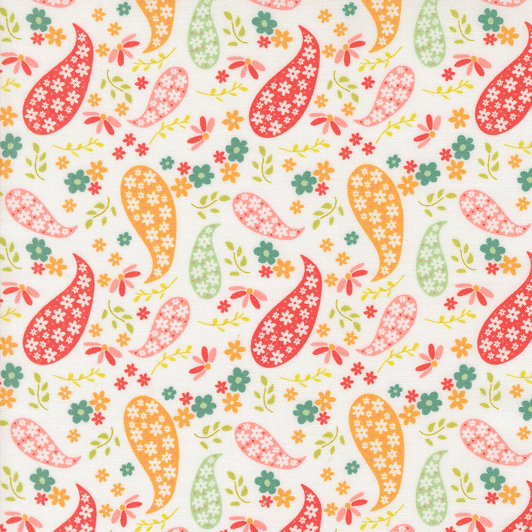 Raspberry Summer for Moda field pattern white background 37691 11