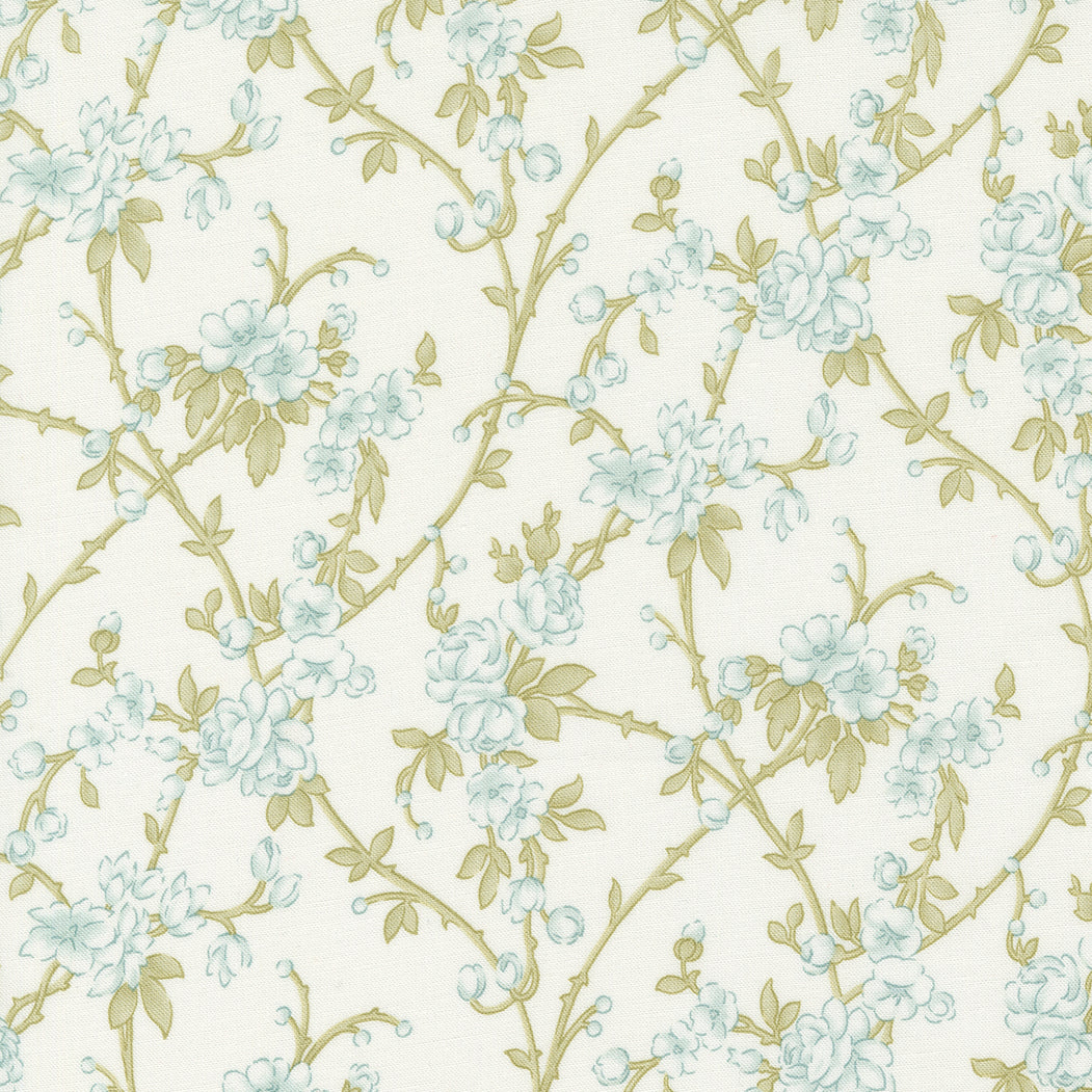 Honeybloom by 3 Sisters from Moda - blue floral with branches on white 44343 11
