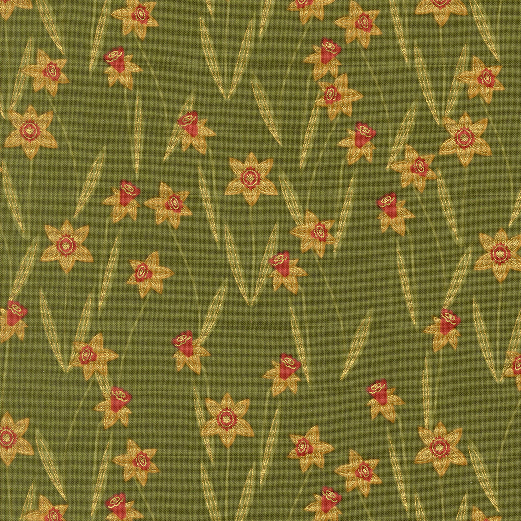 Bee Garden for Moda daffodil pattern ivy background 48413 12M
