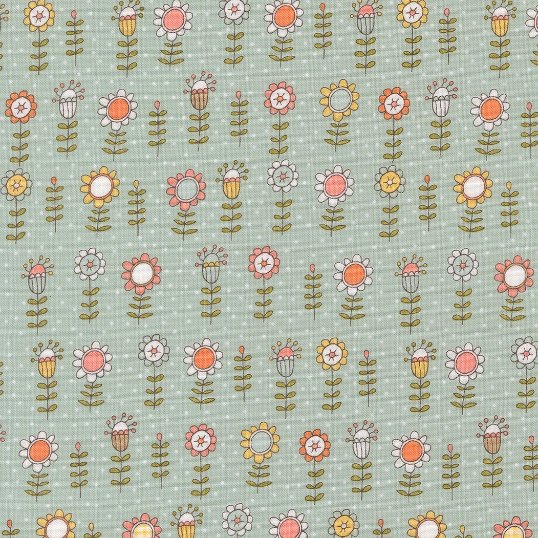 Lucky from Moda - Daisy type flower on sky blue background 55701 12