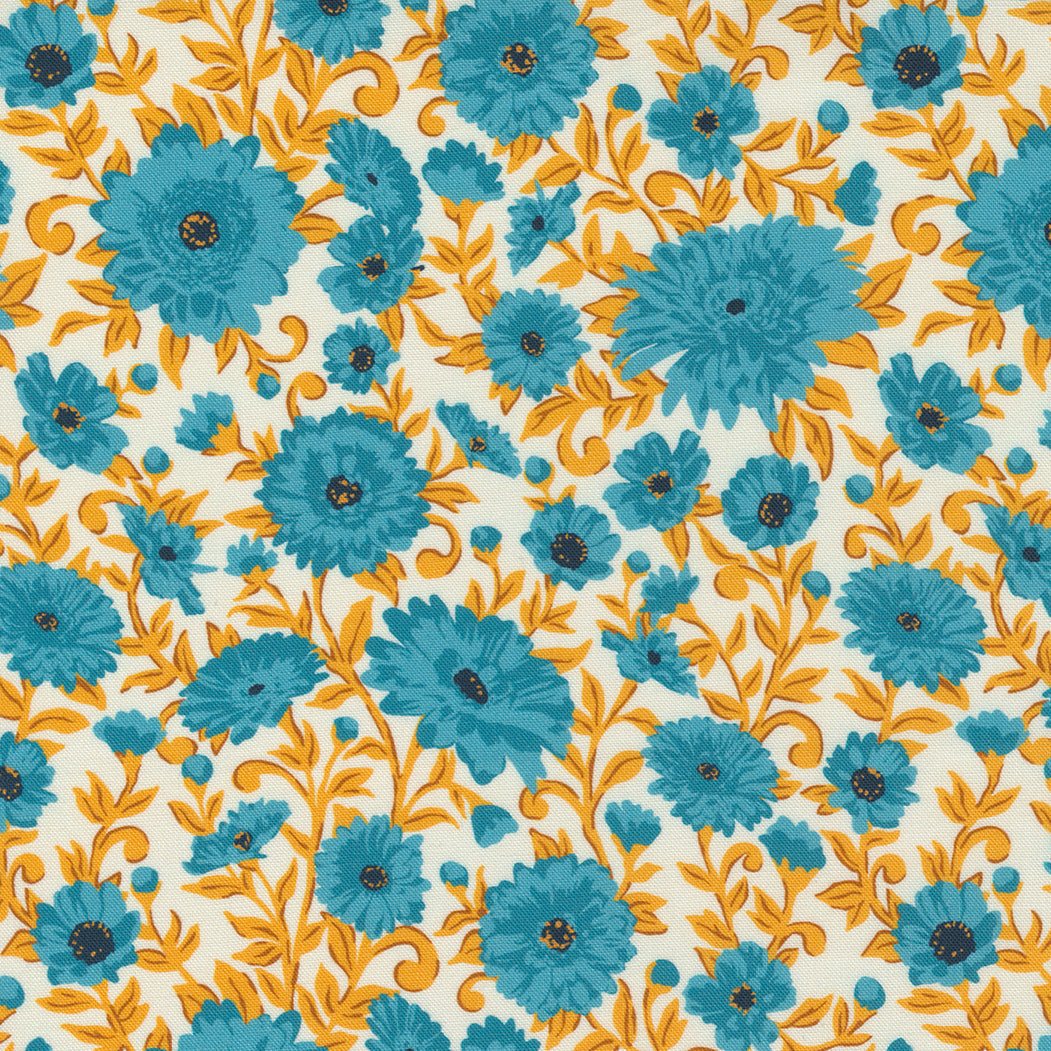 Paisley Rose from Moda turquoise on ivory 11882 18
