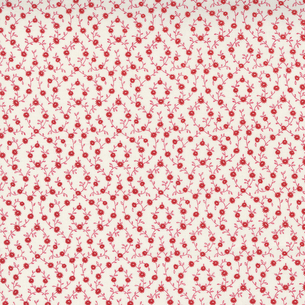 Red berries on cream, small print Belle Isle fabric range by Moda