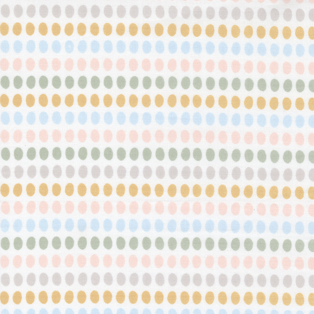 D is for Dreams from Moda - Multi coloured spots in stripes on white 25125 11