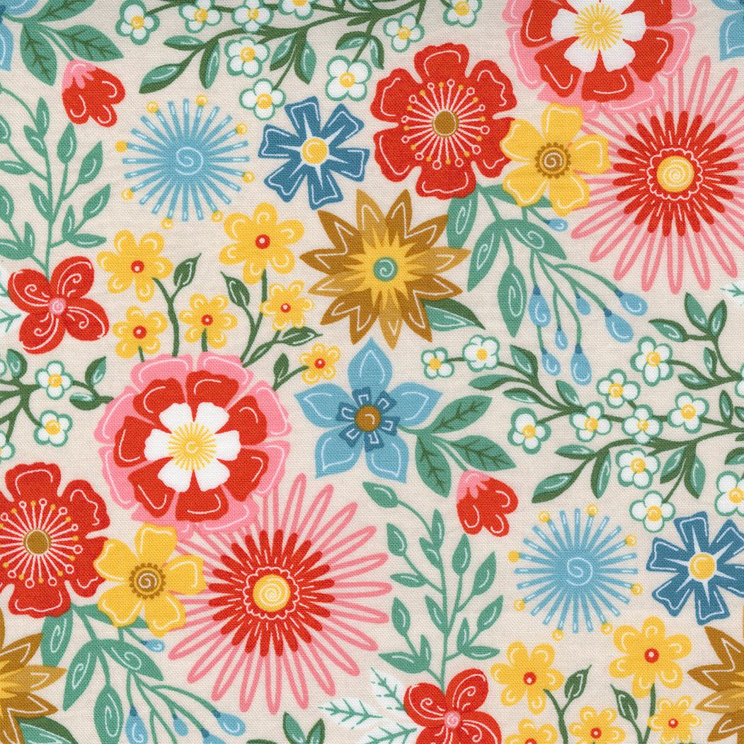 Frankie from Moda Big bright florals on cream background 30670 11