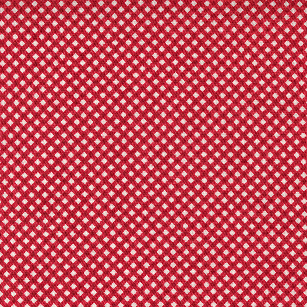 Red gingham on cream Flirt fabric by Moda