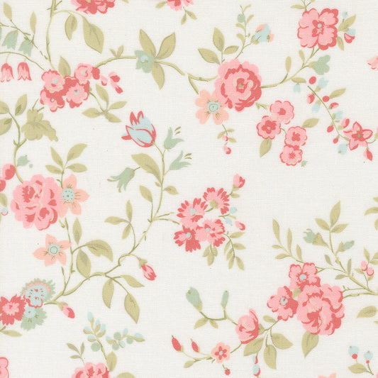 Abide by Brenda Riddle from Moda large floral print on linen white background 18790 11