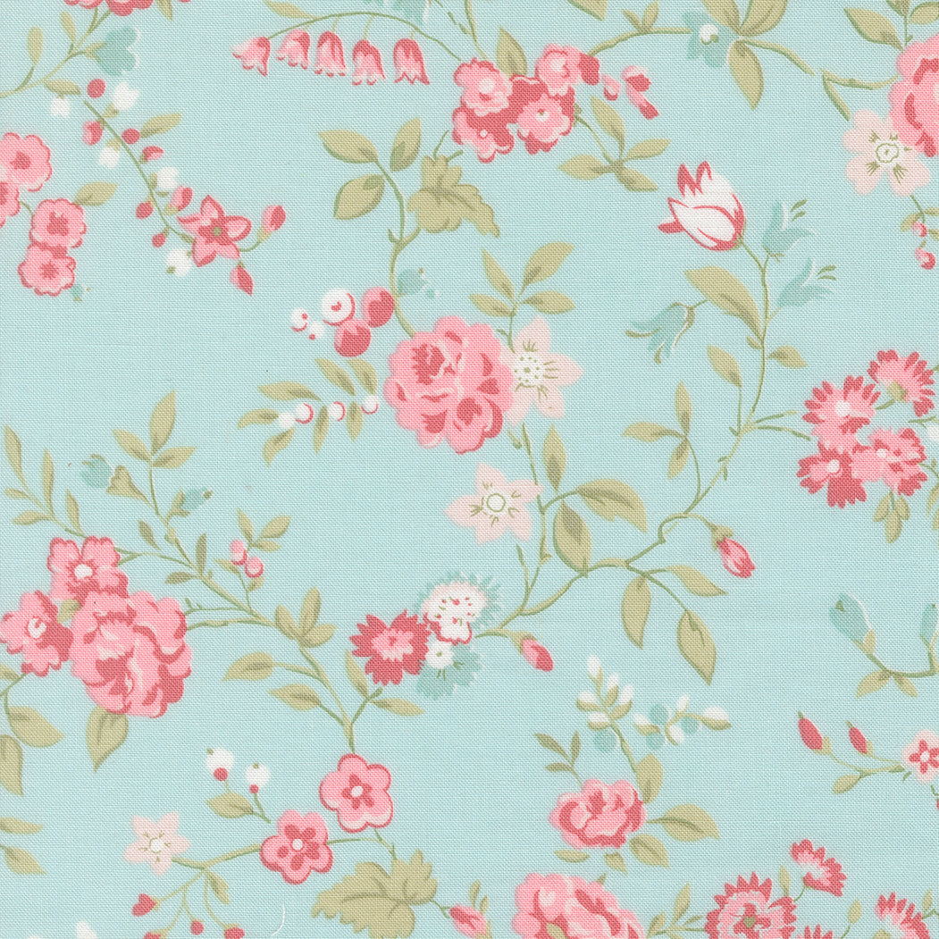 Abide by Brenda Riddle from Moda large floral print on blue background 18790 14