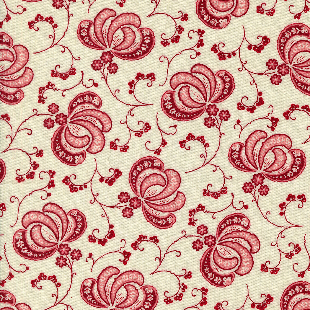 Hollyhocks & Roses by Moda large pink print 3051 12