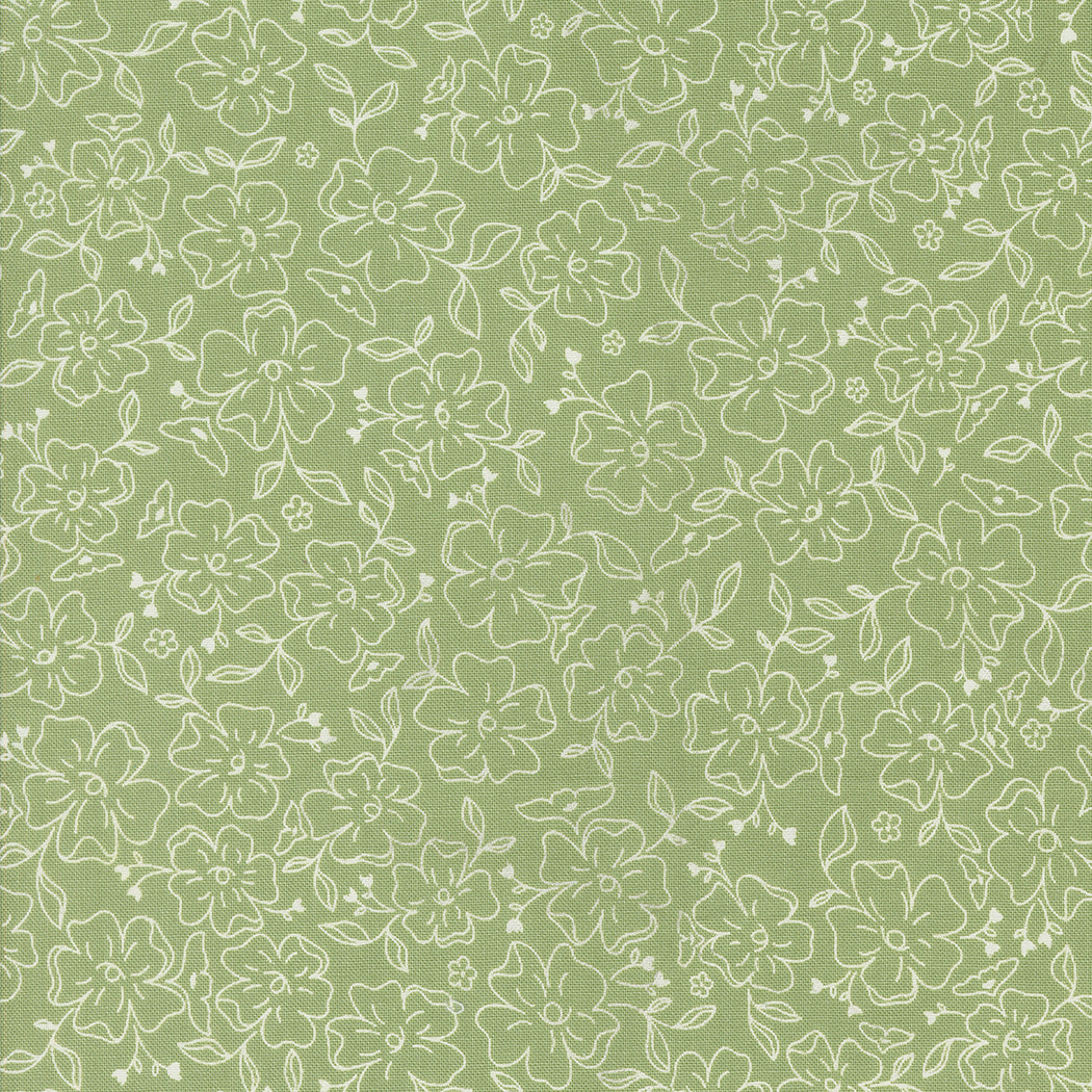 Dainty Meadow from Moda Clover outline print on prairie green 31743 21