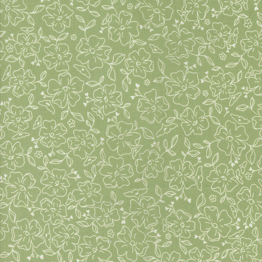 Dainty Meadow from Moda Clover outline print on prairie green 31743 21