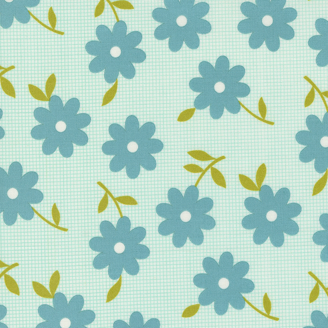 Flower Power from Moda - blue daisy on aqua background 33714 17