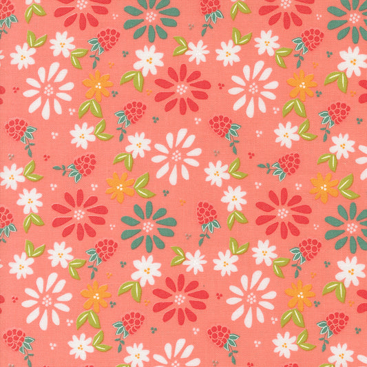 Raspberry Summer for Moda floral pattern pink background 37690 12