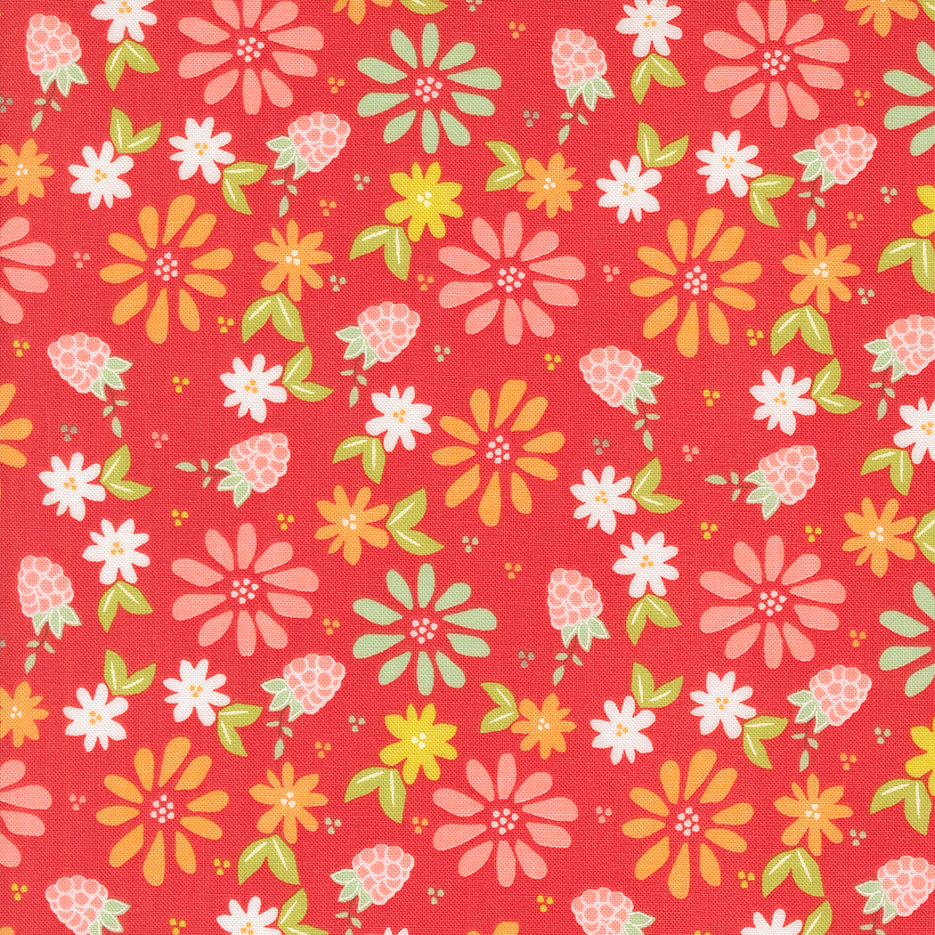 Raspberry Summer for Moda Floral pattern Raspberry background 37690 13