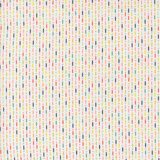 Raspberry Summer for  Moda multicoloured line pattern white background 37696 11