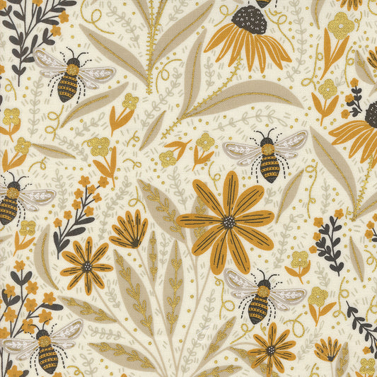 Bee Garden for Moda flowers and bees pattern Porcelain background 48410 11M