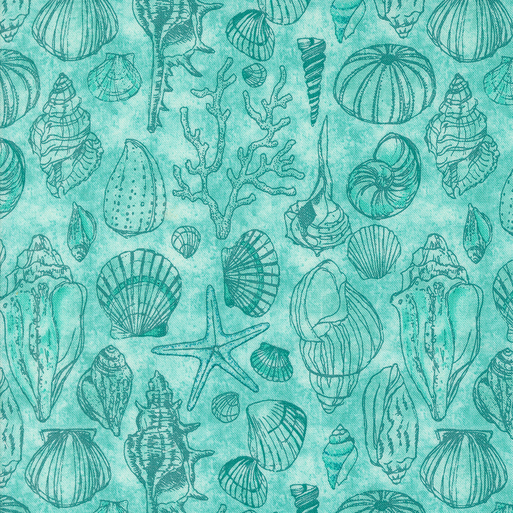 Serena Shores for Moda Seashell patterns Aqua 48774 21