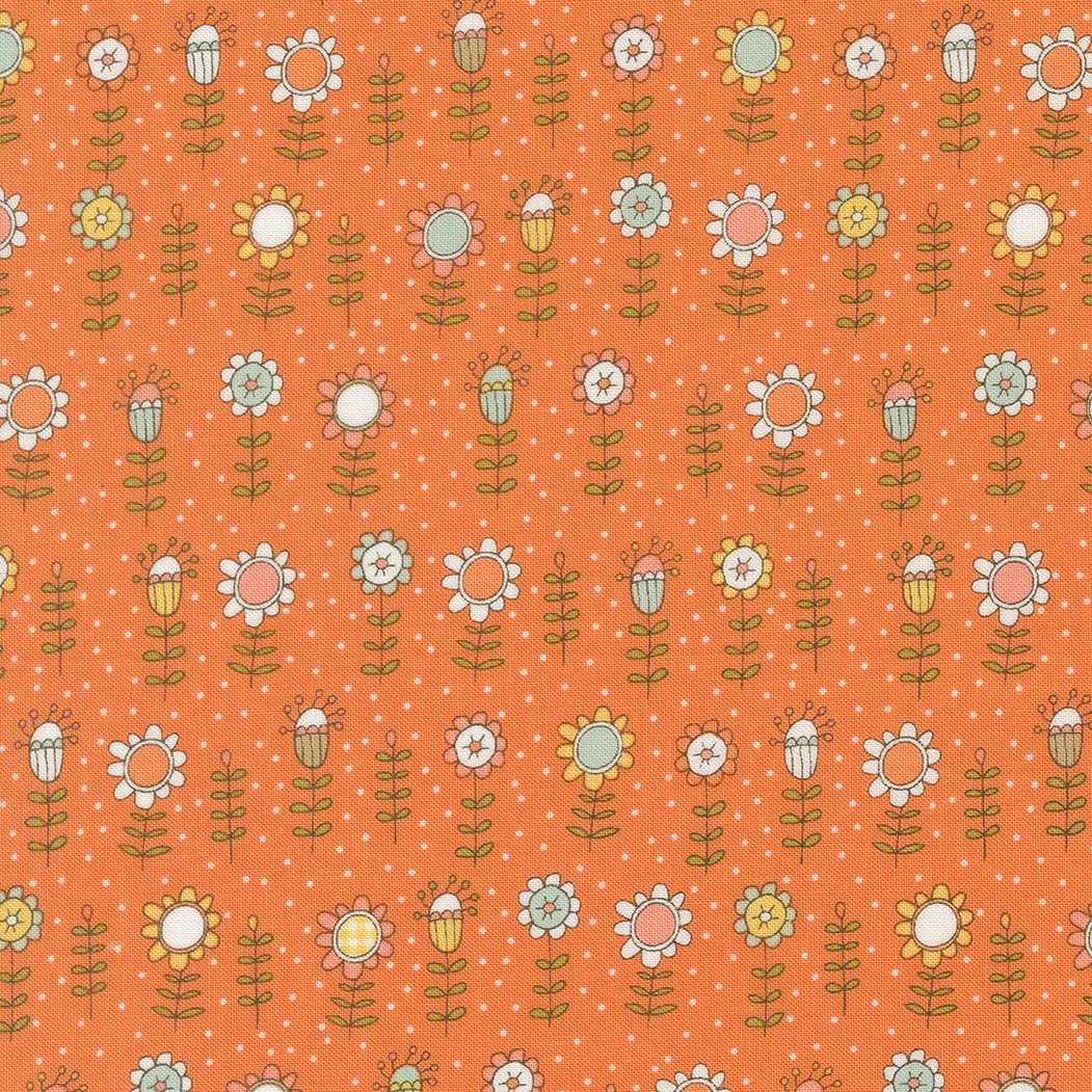 Lucky from Moda - Pretty flower on sherbet orange background 55701 15