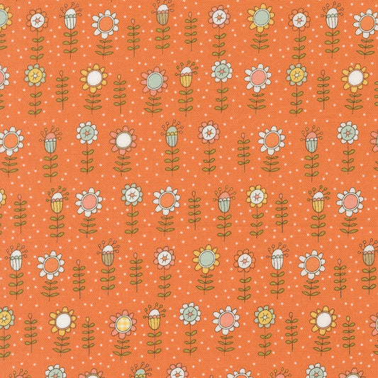 Lucky from Moda - Pretty flower on sherbet orange background 55701 15
