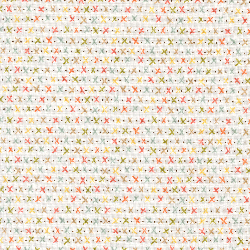Lucky from Moda - Colourful crosses on cloud white background 55705 11
