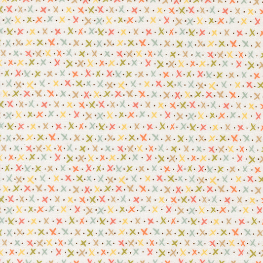 Lucky from Moda - Colourful crosses on cloud white background 55705 11