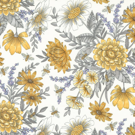 Honey & Lavender from Moda - large floral design on white 56083 11