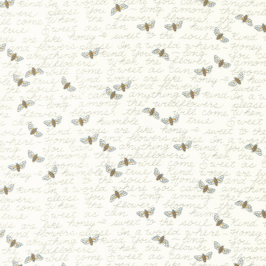 Honey & Lavender from Moda - bees and text on white 56084 11