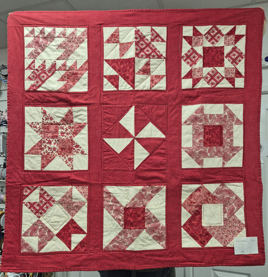 9 block red quit 44"x44"