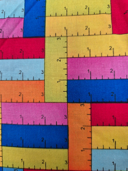 multicoloured ruler patterned fabric