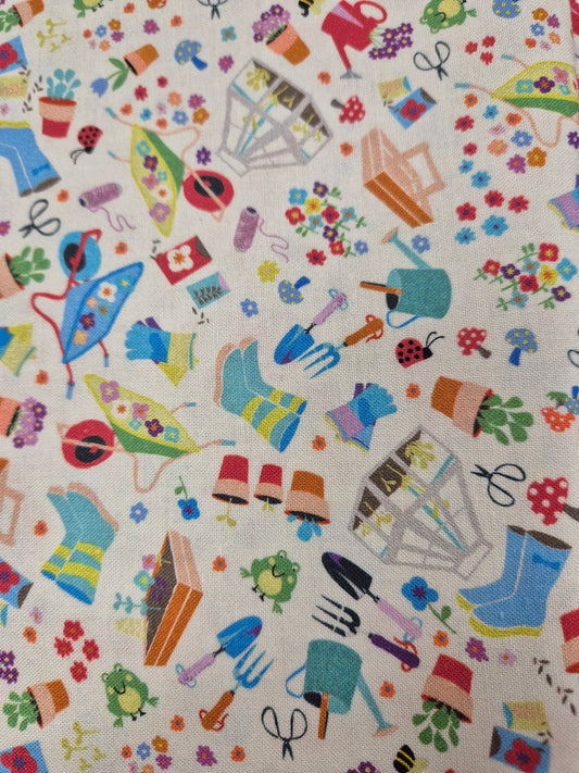 gardening motif fabric