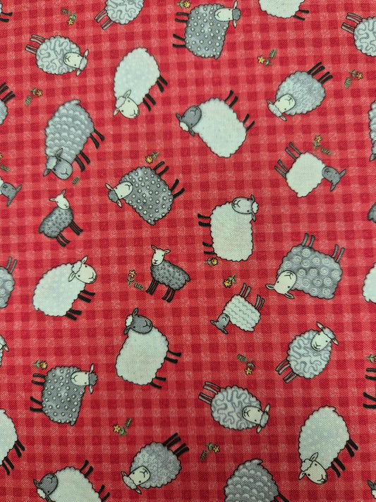 sheep patterned plaid fabric