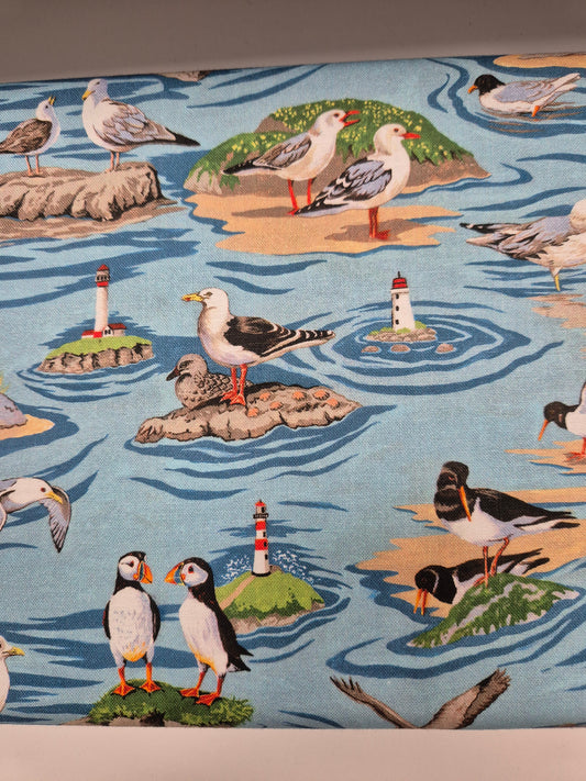 Sea bird patterned fabric