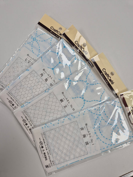 Sashiko Class - 12" panel on white