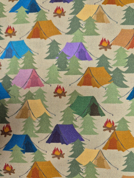 forest camping pattern fabric