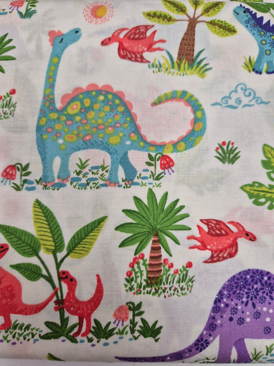 plants and dinosaurs fabric