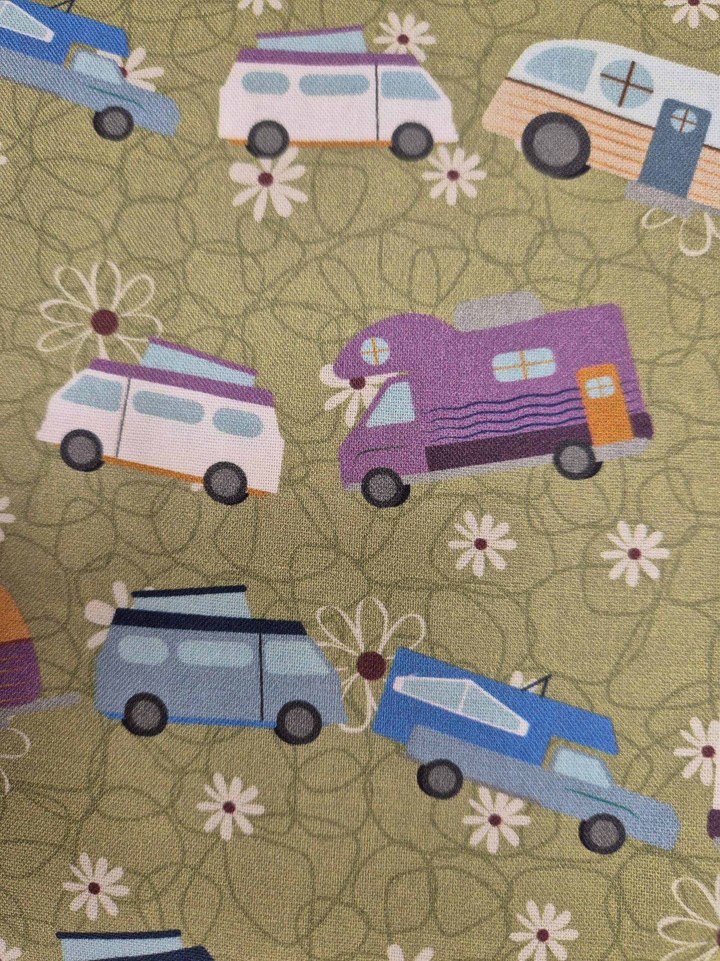 camper van pattern fabric