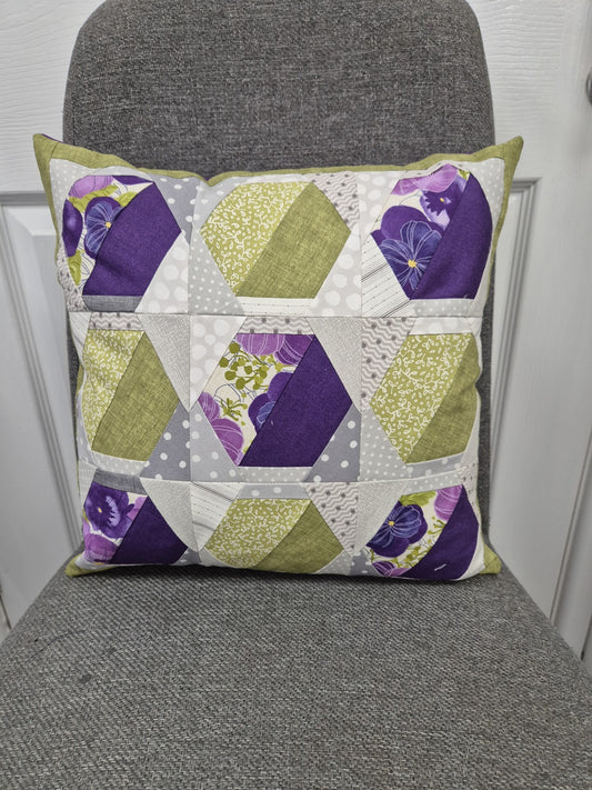 Foundation Pieced Hexagon Cushion