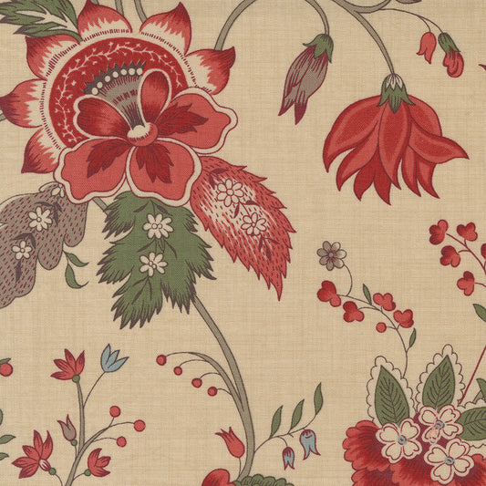 Bonheur de Jour from Moda-large floral design on Oyster background 13910 14