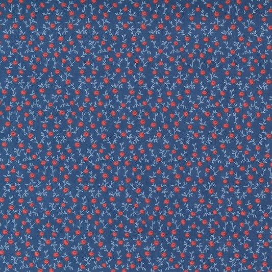Moda Fabric Belle Isle a red and white print on blue