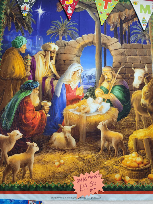 Traditional Nativity Scene Panel 38" square