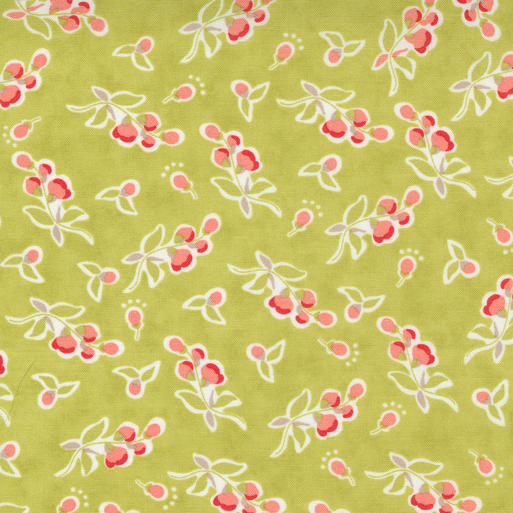 Floral pattern on green background from Moda's Fresh Fig range