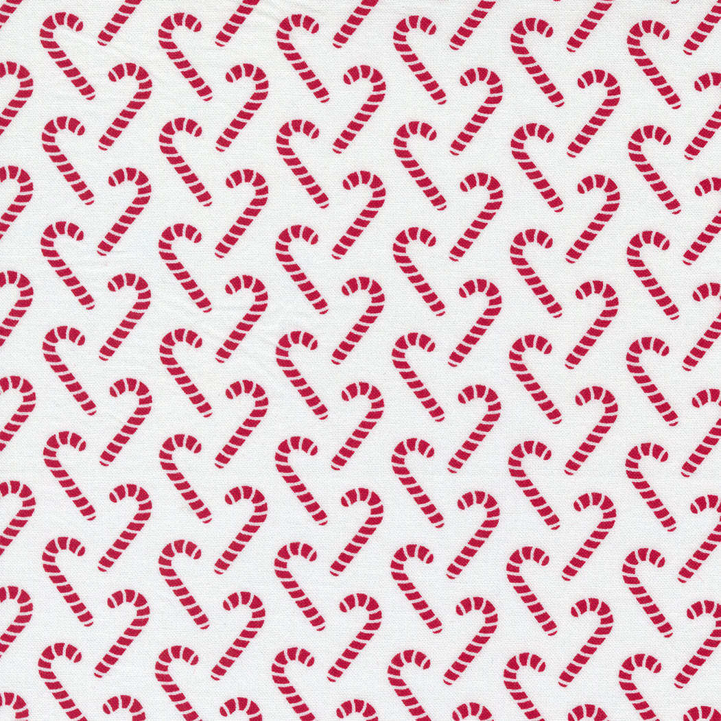 Candy Cane Lane from Moda Red candy canes on white 24124 13