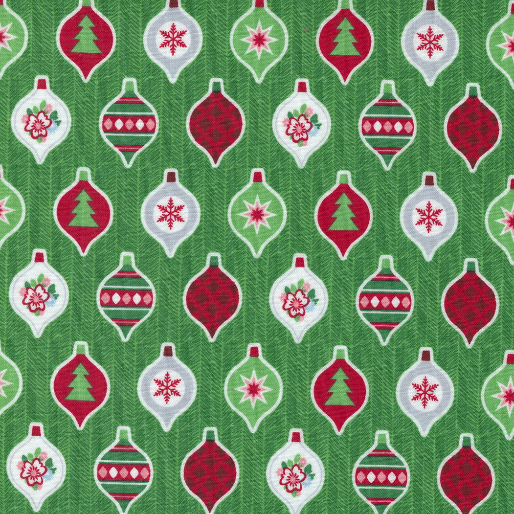 Candy Cane Lane from Moda Baubles on green background 24127 14