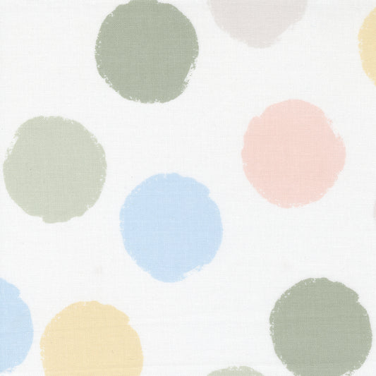 D is for Dreams from Moda Multi coloured large polka dots on white 25128 11