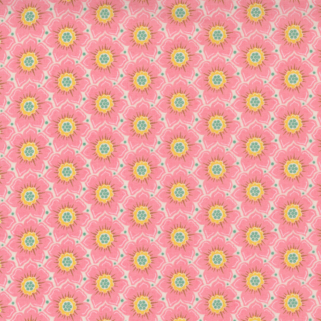 Frankie from Moda Pink Daisy flower on pink background 30674 18