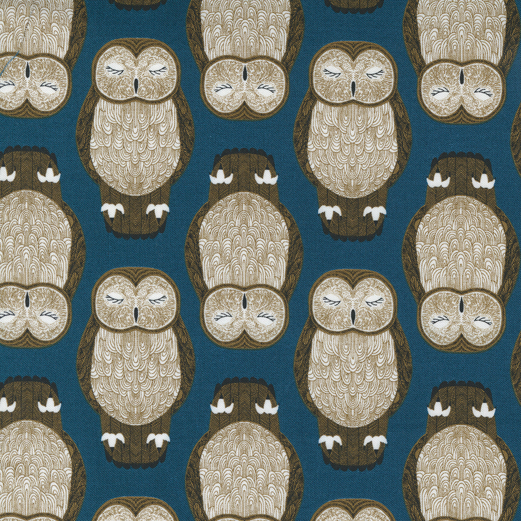 Nocturnal from Moda - Owls on dark teal background 48332 17