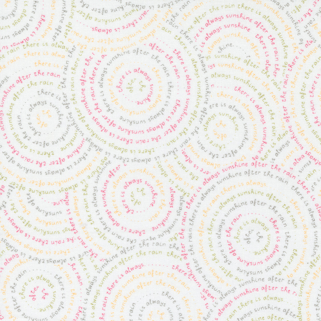 circles of text in rainbow colours on white from Renew by Moda